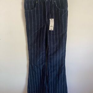Lee Navy High Rise Flare‎ Corduroy Start Striped Pants Western Stagecoach
